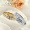Ribbed Stretch Bangle Bracelet for Women Stainless Steel Cubic Zirconia Cuff Ginger Lyne Collection - 3 of 4
