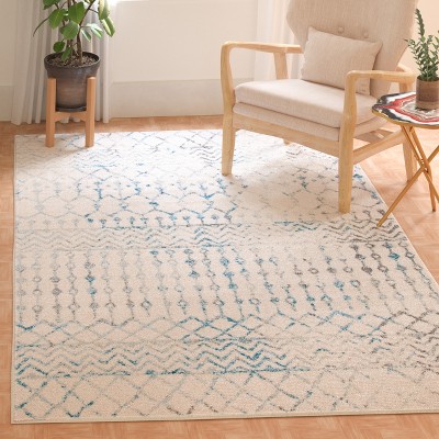 Ivory and Turquoise Square Hand-knotted Area Rug