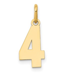 Black Bow Jewelry 14k Yellow Gold, Athletic Collection, Small Polished Number 4 Pendant - 1 of 4