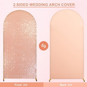 Bling Arch Backdrop Cover, Sequin Wedding Arch Stand Cover with Zipper, Round Top Fitted Backdrop Covers for Birthdays, Wedding and Party Decoration - 1 of 4