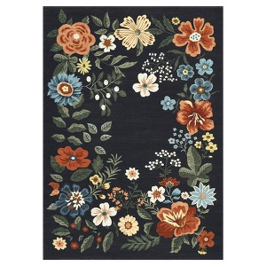Green Floral Runner Rug Washable Rug, Non-Slip Non-Shedding Kitchen Carpet, Low Pile Stain-Resistant Foldable , for Entryway, Laundry Room, Bathroom - 1 of 4