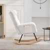 Rocking Chair, Teddy Upholstered Glider Rocker with High Backrest, Modern Rocking Accent Chair with Headrest, Comfy Armchair for Bedroom - 3 of 4