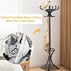 Tangkula Wood Standing Hat Coat Rack Jacket Bag Hanger Tree 12 Hooks Black w/ Umbrella Stand - 4 of 4