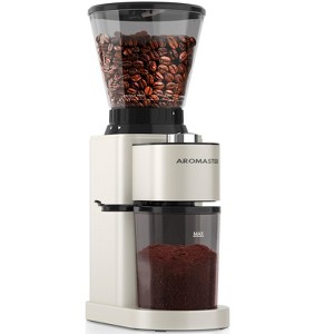Aromaster Burr Coffee Grinder, Coffee Bean Grinder,Stainless Steel Coffee Grinder Electric, Dishwasher-Safe Parts，24 Grind Setting Beige - 1 of 4