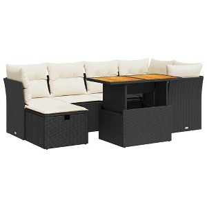 vidaXL Garden Sofa Set Black - Black and Cream with Storage - 1 of 4