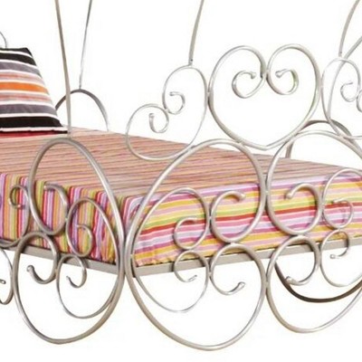 Enchanted Silver Metal Canopy Twin Bed with Crown Top