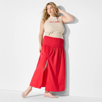 Women's Smocked Waist Linen Blend Maxi Skirt - Wild Fable™