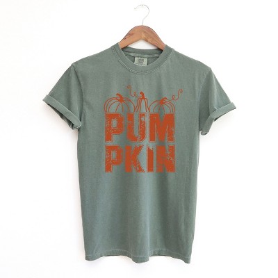 Simply Sage Market Women's Pumpkin Distressed Short Sleeve Garment Dyed Tee