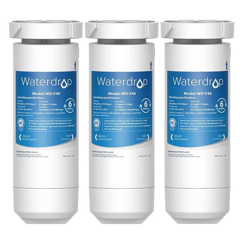 Waterdrop XWF NSF Certified Refrigerator Water Filter Replacement for GE XWF - 3pk, 1 of 4