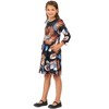 24seven Comfort Apparel Girls Long Sleeve Black Floral Knee Length Pocket Dress - 2 of 4