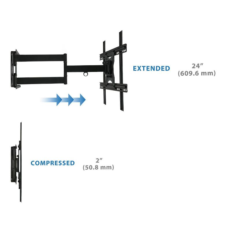 Mount-It! Full Motion Articulating TV Wall Mount Bracket for 32 70 Plasma, LED, LCD Flat Screens up to 100 Pounds | Tilt, Swivel, Extend, Compress, 4 of 6