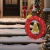 LuxenHome 1.9Ft Tall Ornament and Bell Wreath Outdoor Holiday Decoration with Lights Red, Gold, White - 4 of 4