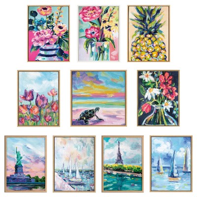 Sylvie Flamingo Study and Feathery Friend White Canvas Art Set