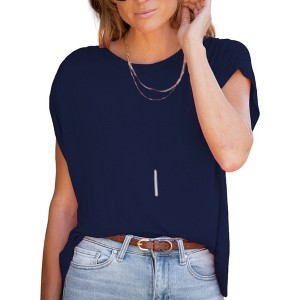 Amaryllis Women's Ruched Gathered Shoulder Top Soft Comfortable Fabric Trendy Relaxed Stylish Casual Versatile Fit - 1 of 4