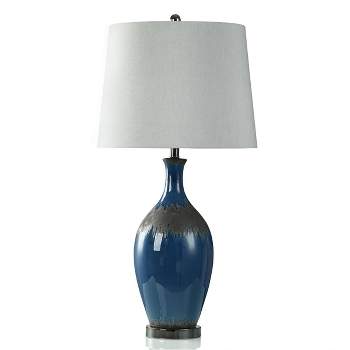 Two-Tone Matte Black and Navy Glaze Base Table Lamp - StyleCraft