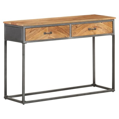vidaXL Console Table Natural wood with grey steel