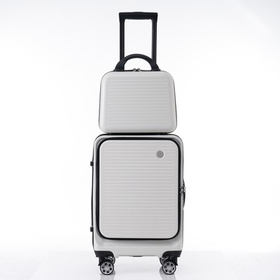 20 inch hard shell luggage with front pocket and 360 ° swivel wheels, lightweight and suitable for outdoor travel and camping