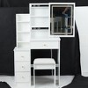 PAGED 29.2" Small Vanity Desk with Mirror and Lights Makeup Table with 2 Socket, Brightness Adjust LED Mirror, Cushioned Stool for Bedroom - 2 of 4