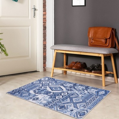 Vintage Area Rug Bohemian Washable Rug Soft Low Pile Rugs for Living Room Bedroom Dining Room