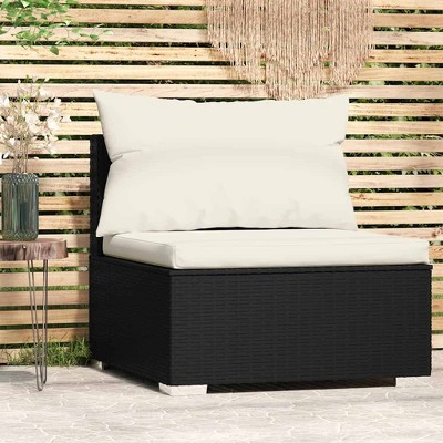 vidaXL Garden Middle Sofa Black PE rattan Medium Modular