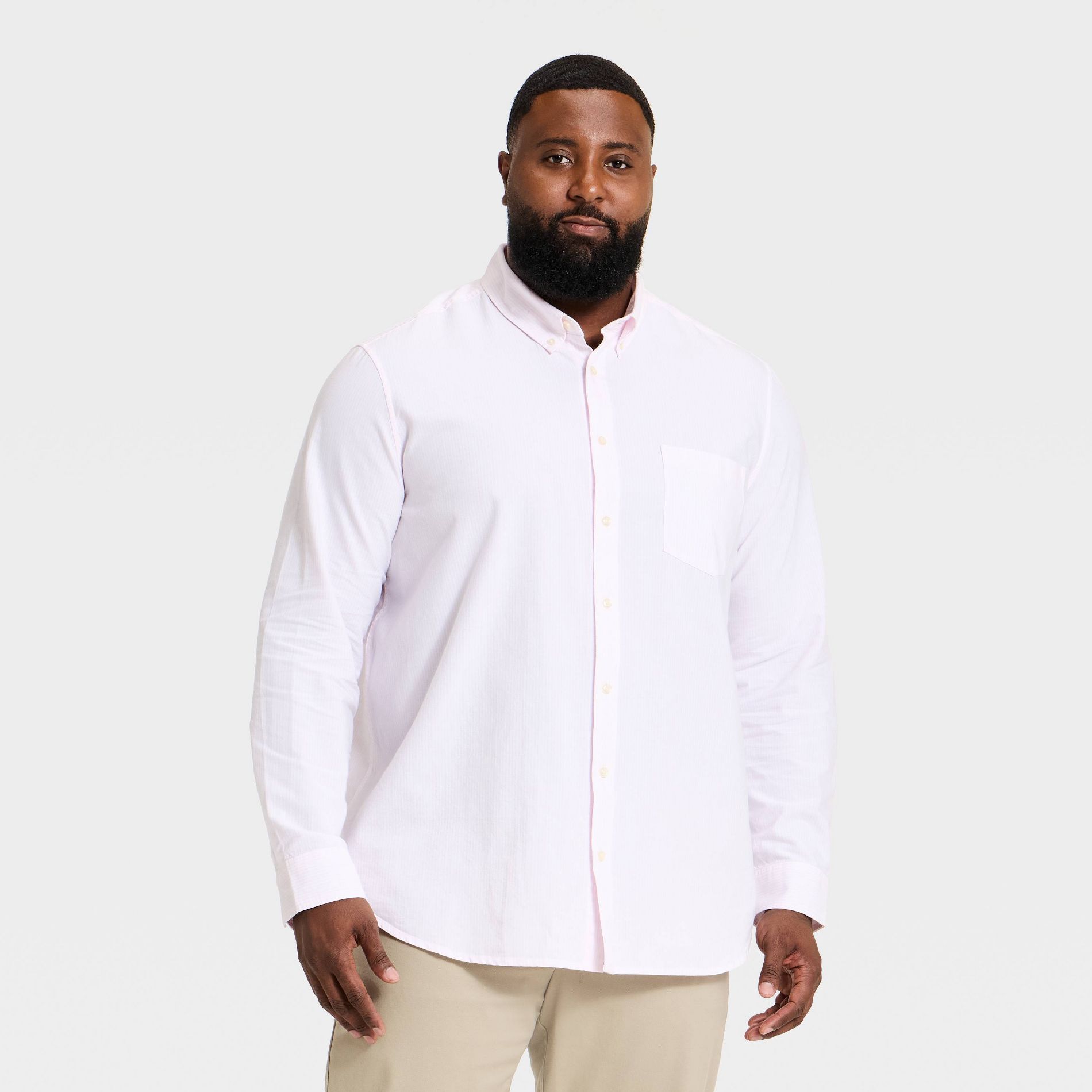 Men's Tall Every Wear Long Sleeve Oxford Button-Down Shirt - Goodfellow & Co™ Pink LT