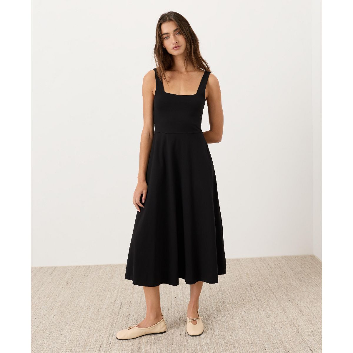 Pact Women's Organic Cotton Fit & Flare Square Neck Dress