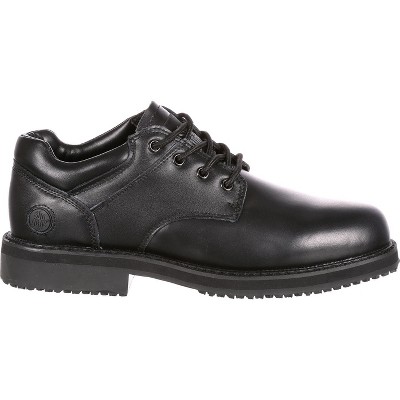 Men's Black Genuine Leather Slip Resistant Work Oxford Shoes