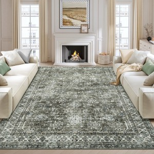 Vintage Area Rug Oriental Distressed Floor Mats with Non-Slip Backing - 1 of 4