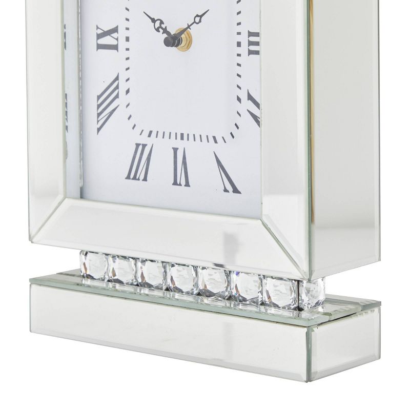 14&#34;x8&#34; Glass Mirrored Clock with Crystal Embellishments Silver - Olivia &#38; May, 4 of 7