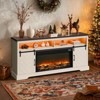 VEVOR Fireplace TV Stand,Farmhouse Fireplace TV Stand for TVs up to 80 inch, Farmhouse Entertainment Center with 36 inch Fireplace & LED Lights,White - 2 of 4