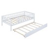 Okak Twin/Full Wooden Bed Frame with Trundle & Guardrails,Modern Platform Daybed for Kids Room,Bedroom,No Box Spring Needed - 4 of 4