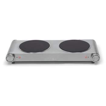 Elexnux Portable 2-Burner 7.1 in. Black Electric Hot Plate 1800-Watt Dual  Control Countertop Infrared Electric Stove FYDQCMIPXYB180B - The Home Depot