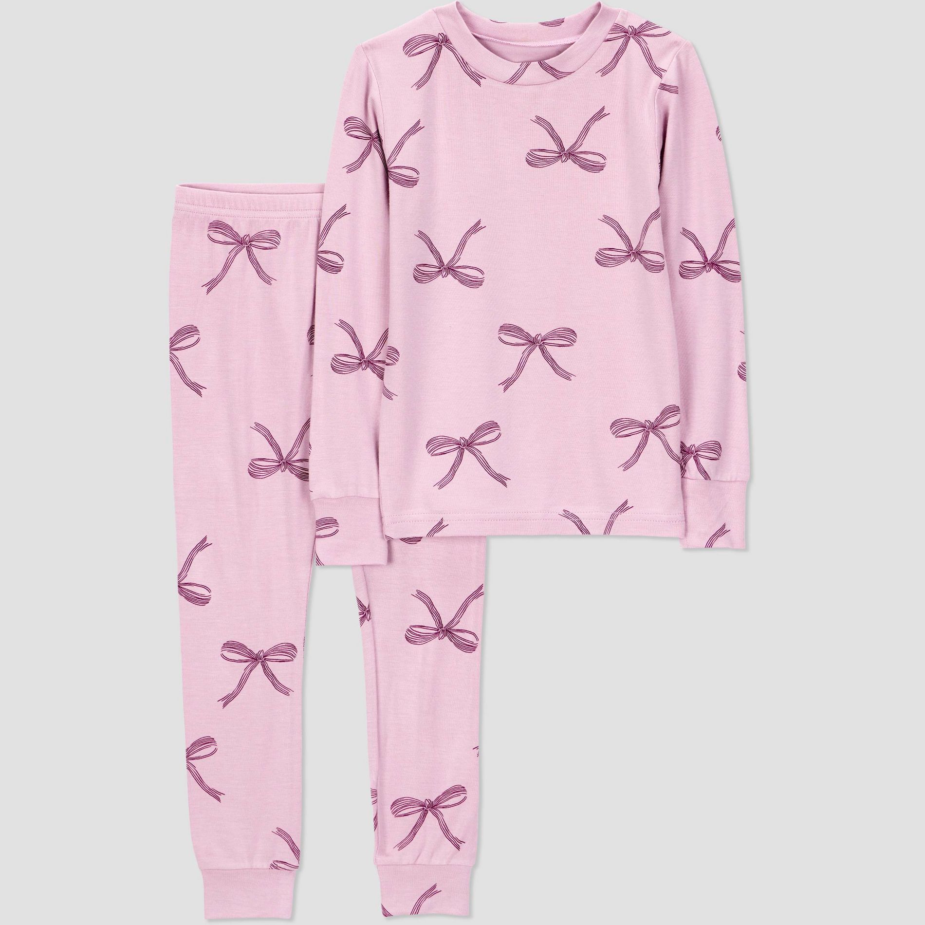 Carter's Just One You® Toddler 2pc Short Sleeve Comfy Soft Bows Snug Fit Pajama Set - Pink 2T
