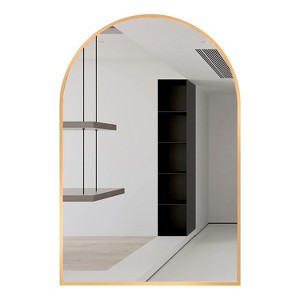 Gold Arched Bathroom Wall Mirror – Metal Frame - 1 of 4