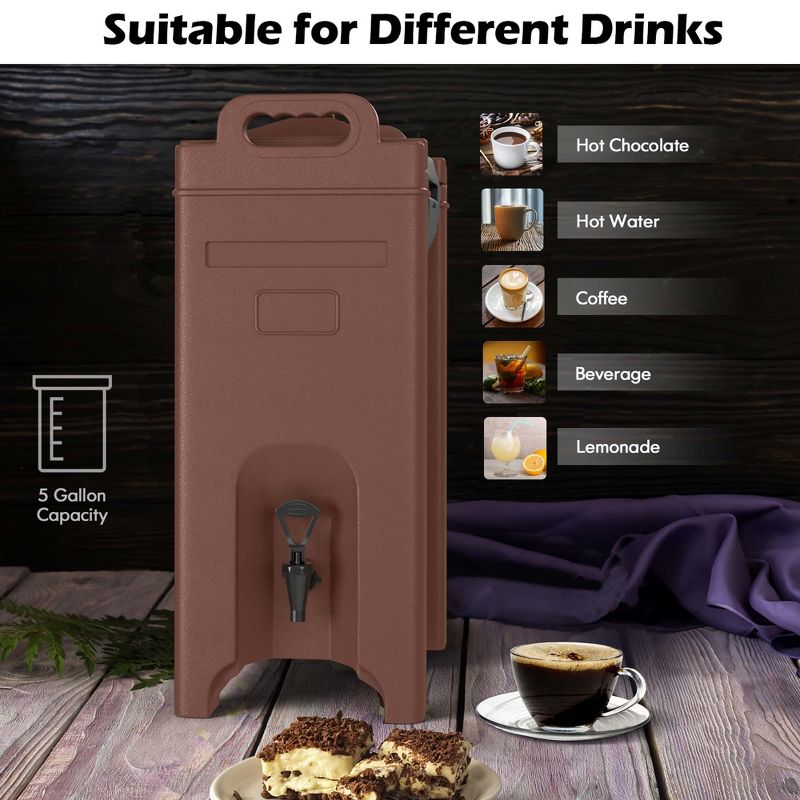 Costway 1/2/3/4 PCS Insulated Beverage Server/Dispenser 5 Gallon Hot & Cold Drinks with Handles Coffee, 4 of 10