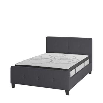 Flash Furniture Tribeca Tufted Upholstered Platform Bed with 10 Inch CertiPUR-US Certified Foam and Pocket Spring Mattress