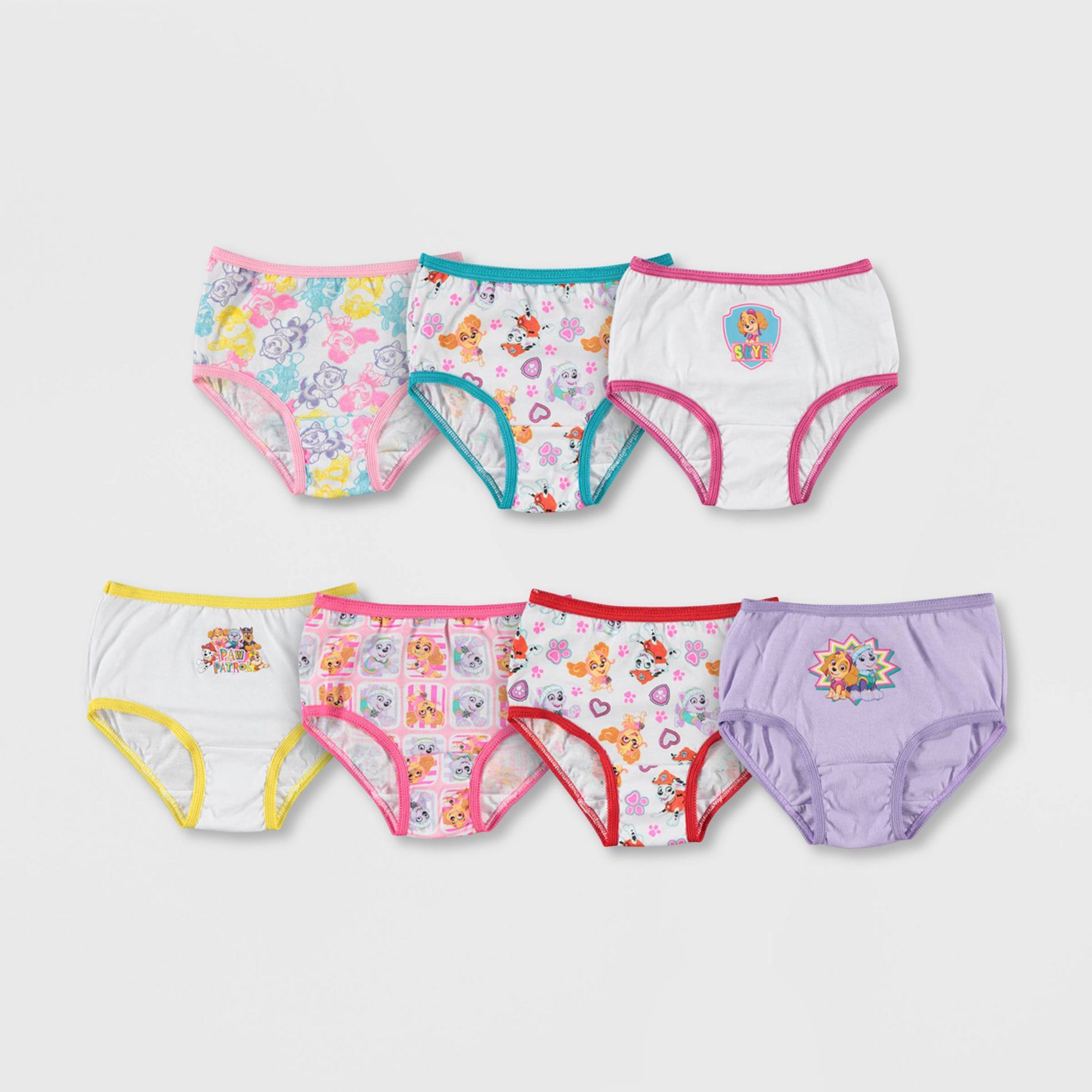 Toddler Girls' PAW Patrol 7pk Bikini Briefs - Multi 4T: Cotton Mid Rise Underwear, Full Waistband Elastic