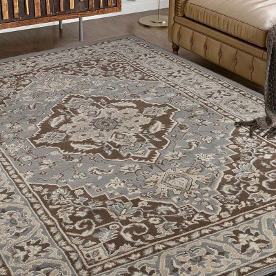 Gray Floral Medallion Synthetic Indoor Area Rug, 3'x5'