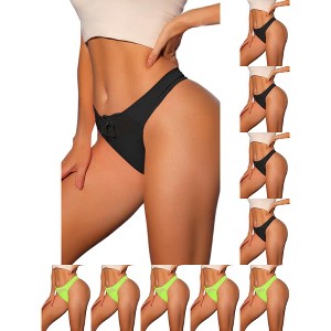 INSPIRE CHIC Women's Low-Waisted Smooth Elastic Solid Thongs 10 Packs - 1 of 4