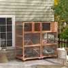 PawHut Catio, Outdoor Cat Enclosure House, Wooden Feral Cat Shelter on Wheels with Hammock, Platforms Ramps, and Waterproof Roof - 2 of 4