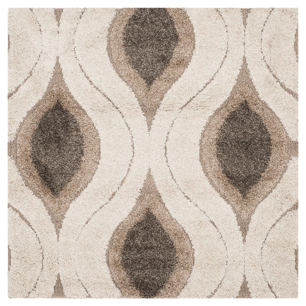 Cream/Smoke Abstract Tufted Square Accent Rug - (4'x4') - Safavieh