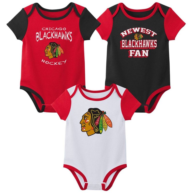NHL Chicago Blackhawks Infant Boys&#39; 3pk Bodysuit, 1 of 5