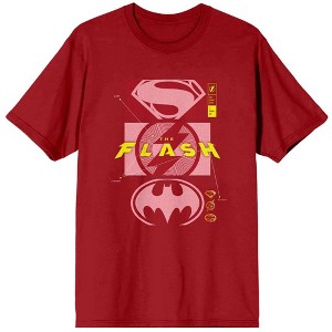 Justice League Vertical Pink Logos Women's Red T-Shirt - 1 of 1