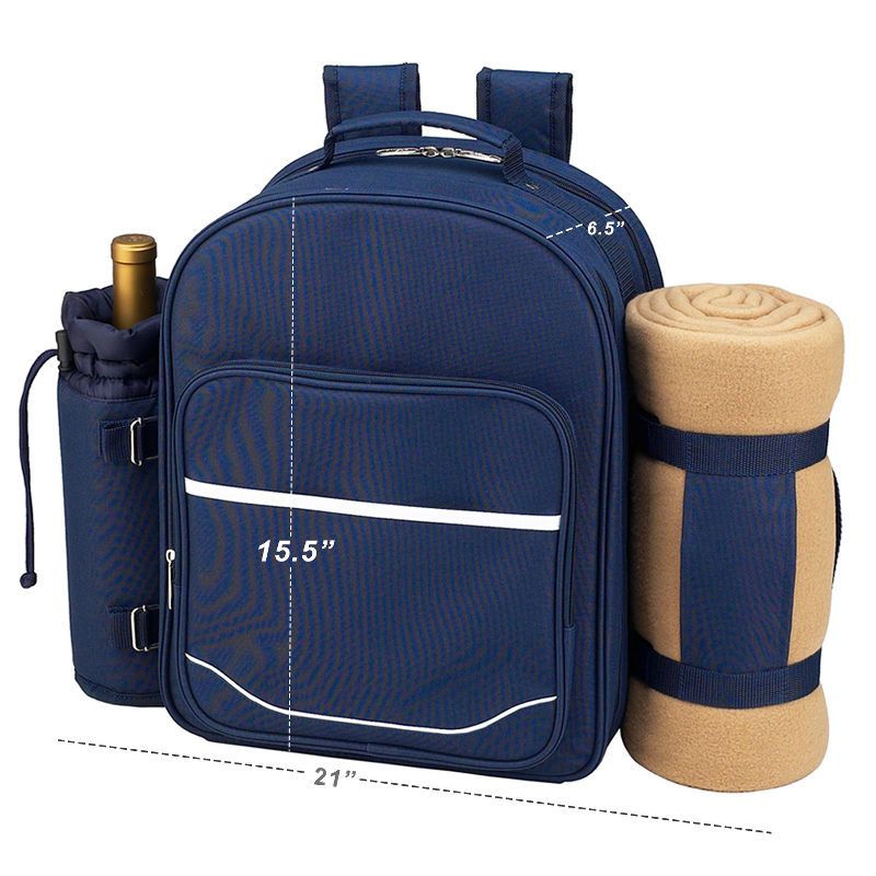 Picnic at Ascot Original Equipped Picnic Backpack for 4 with Blanket & Extra Separate Bonus Cooler, 2 of 8