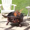 Sunnydaze Outdoor Camping or Backyard Crossweave Cut Out Fire Pit with Spark Screen and Log Poker - 3 of 4