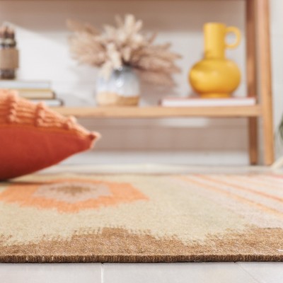 Handmade Red and Brown Wool Southwestern Flat Woven Area Rug