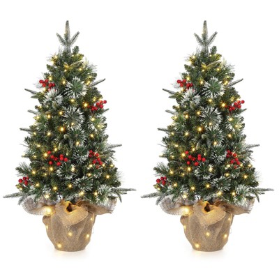 3/4.5 Ft Christmas Tree with 78 Multicolor Led Lights, Pre-Lit Artificial Christmas Trees with Potted Base