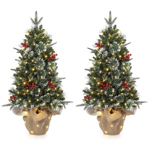 3/4.5 Ft Christmas Tree with 78 Multicolor Led Lights, Pre-Lit Artificial Christmas Trees with Potted Base - 1 of 4