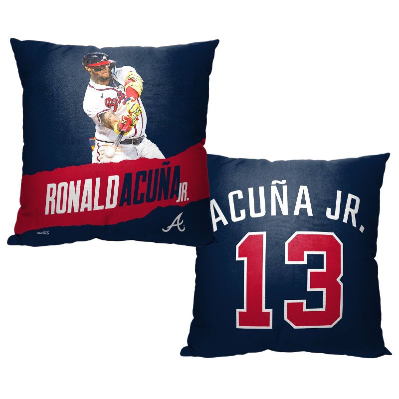 18&#34;x18&#34; MLB Atlanta Braves 23 Ronald Acuna Jr. Player Printed Throw Decorative Pillow, 3 of 6