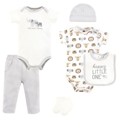 Hudson Baby Cotton Layette Set, Happy Little One Safari